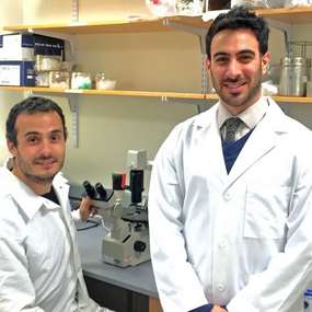 2014 Hartwell Fellow Vincent DiGiacoma, Ph.D. (R) and mentor Mikel Garcia-Marcos, Ph.D. (L), Boston University