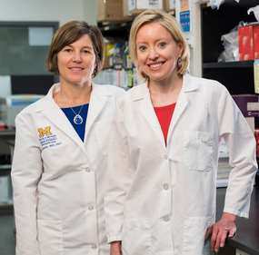 2014 Hartwell Fellow Laurie Svoboda, Ph.D. (R) and mentor Elizabeth Lawlor, MD, Ph.D. (L), University of Michigan