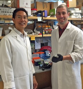 2015 Hartwell Fellow Matt Kutys, Ph.D. (R) and mentor Chris Chen, Ph.D., Boston University