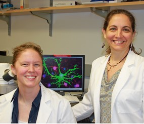 Katherine Baldwin, Ph.D. (L) and mentor Cagla Eroglu, Ph.D., Duke University