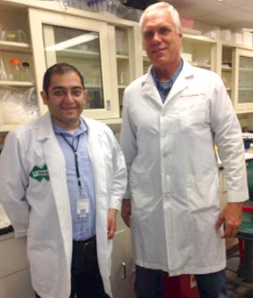 2016 Hartwell Fellow John R. Grothusen, Ph.D. (R) and mentor Shadi N. Malaeb, MD, Drexel University