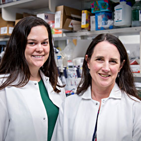 2017 Hartwell Fellow Michelle Brault, Ph.D. (L) and mentor Marie Bleakley, MMsc, MD, Ph.D., Fred Hutchinson Cancer Research Center
