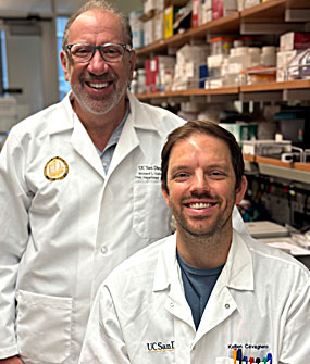 2023 Hartwell Fellow Kellen Cavagnero, Ph.D. and mentor Richard Gallo, Ph.D., UC San Diego