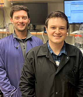 2024 Hartwell Fellow Andrew Boggiano, Ph.D. (R) and mentor Jonathan Engle, Ph.D, University of Wisconsin-Madison